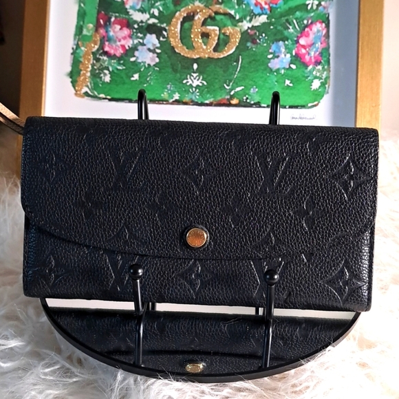 Louis Vuitton Black Monogram Empreinte Emilie Wallet - Picture 1 of 13